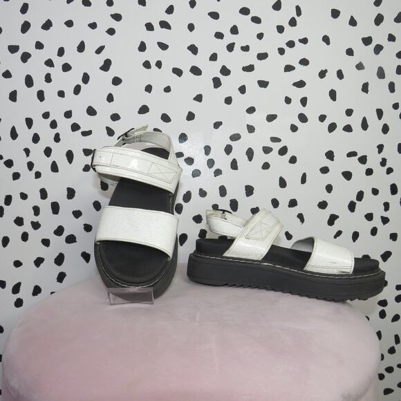 Wonder Nation White Glitter Open Toe Girls Platform Sandals - Picture 1 of 8